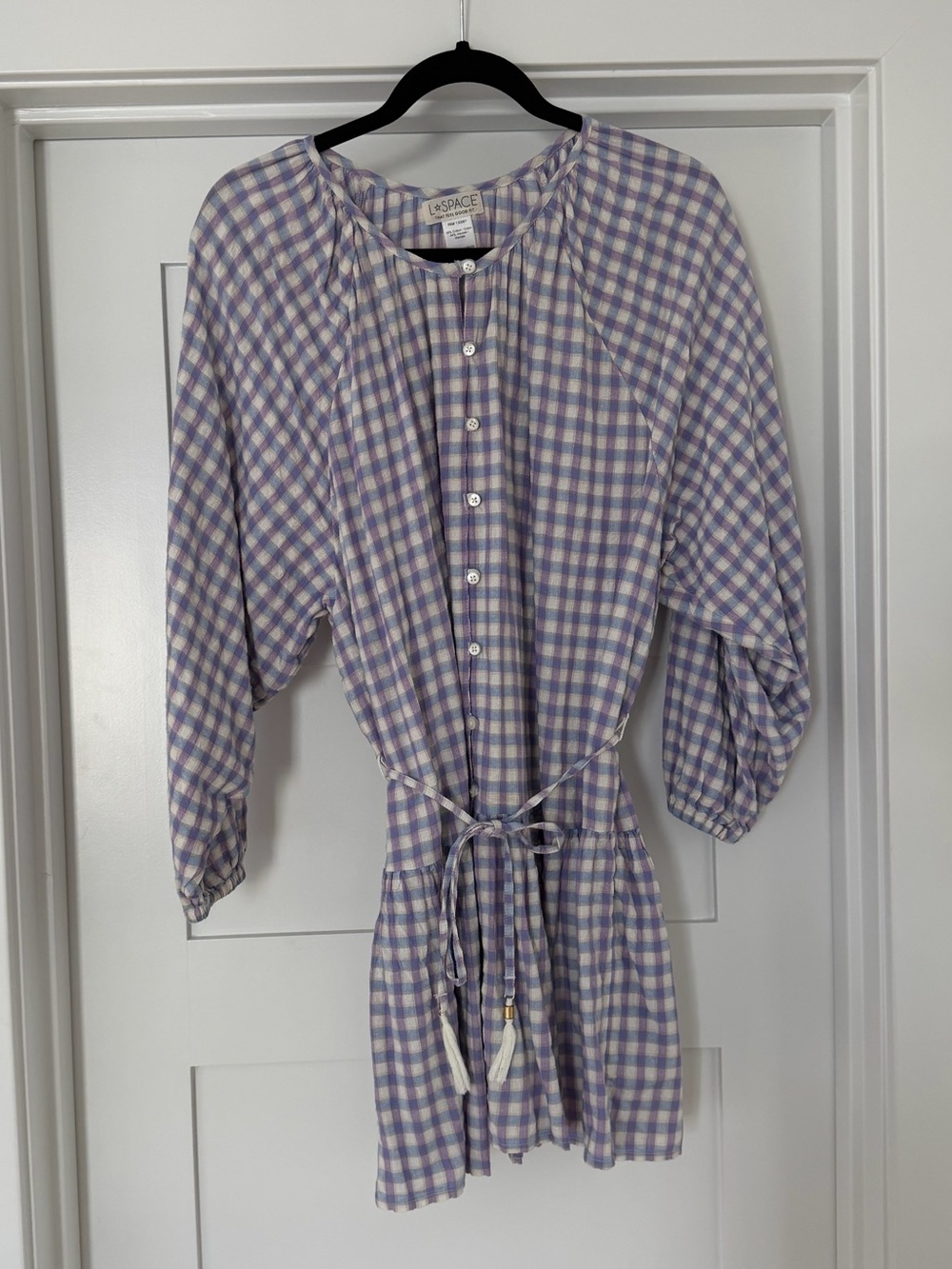 l*space Lavender and White Gingham Mini Dress